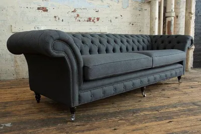 Produktbild von XXL Sofa 4 Sitzer Couch Chesterfield Polster Sitz Garnitur Leder Textil Schwarz
