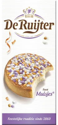 Zdjęcie produktu dla De Ruijter Feestmuisjes 330g – Kolorowa posypka cukrowa w kształcie myszy, tradycyjna