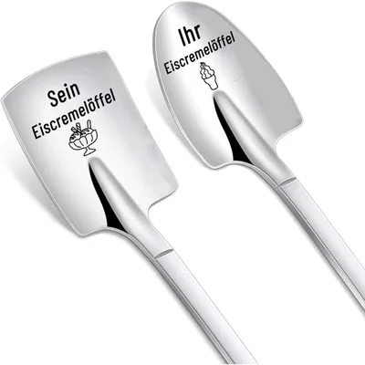 Produktbild von Eislöffel 2er Set mit Gravur "Sein & Ihr" Edelstahl 15,5cm