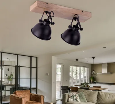Produktbild von LeuchtenDirekt Deckenstrahler Beleuchtung Samia Schwarz 2 x 40 W Wohnzimmerlampe Modern