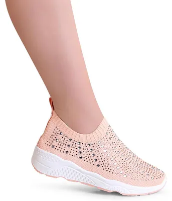 Produktbild von topschuhe24 1710-1 Damen Plateau Sneaker Light Slipper Glitzer, Farbe:Korall, Größe:38 EU