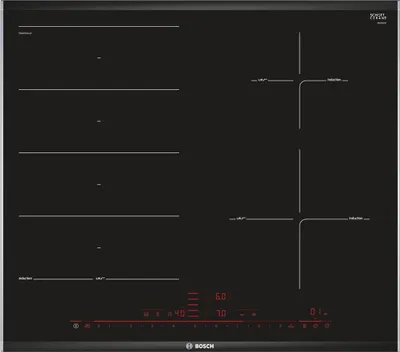 Image de Table de cuisson à induction encastrable Bosch PXE675DC1E 4 feux Acier inoxydable noir