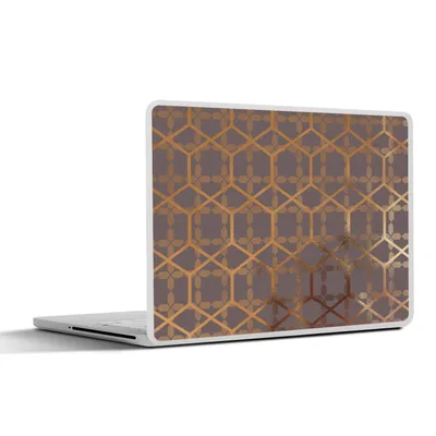 Produktbild von MuchoWow® Laptop Aufkleber Sticker Cover Muster - Lila - Gold 31x22.5 cm - Laptop-Deko