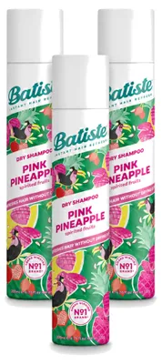 Imagen del producto de 3 champús secos Batiste Pink Pineapple - 200 ml - Paquete económico - 3 unidades