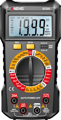 Produktbild von ANENG SZ305 Multimeter Kondensatortester, professionell, 1999 Zählt, intelligentes Voltmeter, Ohmmeter, misst schnell und genau Spannung, Strom