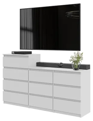 Produktbild von Kommodenset Weiß Matt mit 10 Schubladen (6+4) – Großes Sideboard Set für Schlafzimmer & Wohnzimmer – GABRIEL