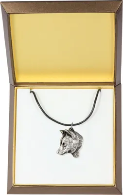 Immagine prodotto di Shiba Inu - Collana per cani in confezione regalo, medaglione argentato per gli amanti dei cani, pendente distintivo del marchio Art-Dog