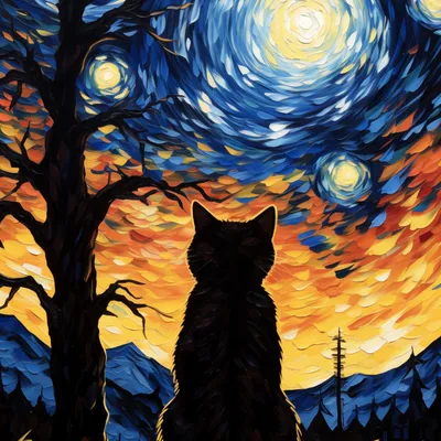 Produktbild von Wallario Magnet für Kühlschrank / Geschirrspüler, magnetisch haftende Folie - 60 x 60 cm, Motiv: Katze im Sternenlicht
