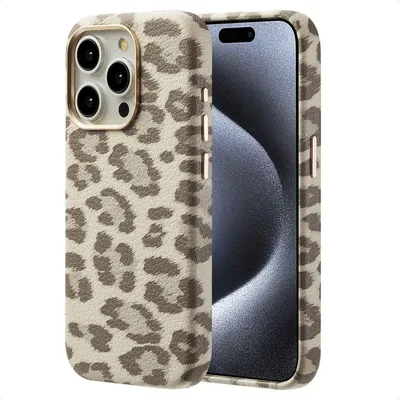 Produktbild von Selencia Sabi Backcover Leopardenmuster mit MagSafe iPhone 15 Pro - Soft Ivory