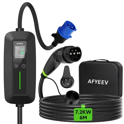 Immagine prodotto di Cavo di ricarica per auto, con connettore Tipo 2 - 7,2 kW - 6 metri - Portatile - Per veicoli elettrici