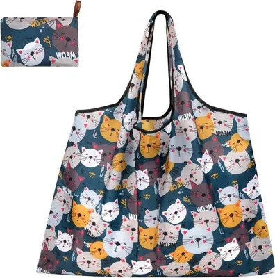 Produktbild von Milieuvriendelijke Opvouwbare Koffertas - Kattenpatroon - 50 x 66 cm