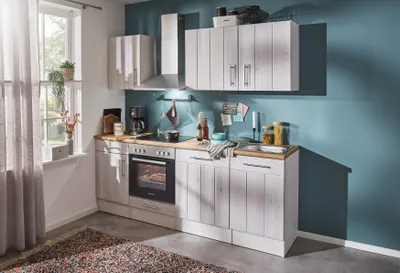 Produktbild von Küche Küchenzeile Leerblock Landhaus Lärche Weiß Anton 220 cm Respekta