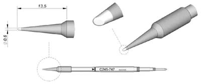 Produktbild von JBC Lötspitze Serie C245, Rundform, C245747/Ø 0,6 mm, abgeschrägt C245747