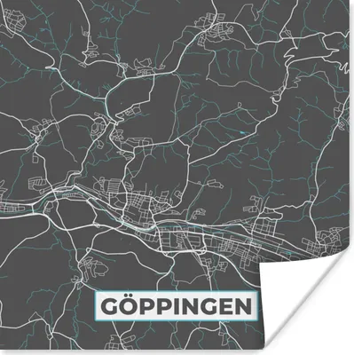 Produktbild von MuchoWow® Poster Stadtplan - Deutschlandkarte - Blau - Göppingen - Karte 75x75 cm - Wand Dekoration