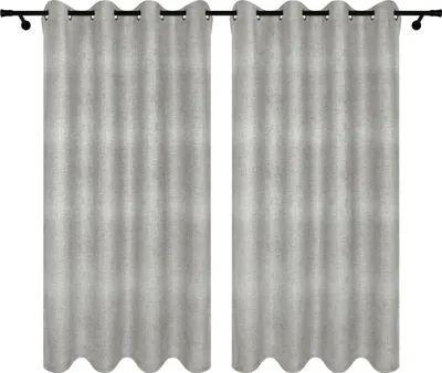 Zdjęcie produktu dla Voppi Zasłony do salonu sypialni 140x250 cm szary lniany wzór - komplet 2 zasłon na przelotkach