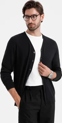 Obrázok produktu pre Ombre Clothing Pánsky sveter na gombíky Tanielu čierna M