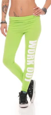 Produktbild von Damen Sport Leggings Baumwolle Stretch Slim Fit  EU Zitrogrün S/36