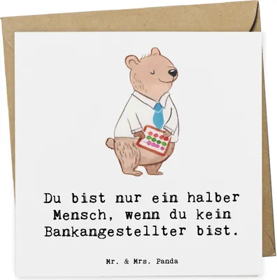 Produktbild von Mr. & Mrs. Panda Glückwunschkarte Bankangestellter Herz - Weiß - Geschenk, Grußkarte, Lustig, anlasskarte, Beruf, faltkarte, Klappkarte, Bänker, Spruch, Bankberater