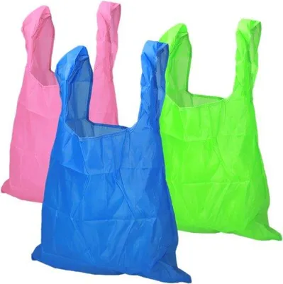 Produktbild von Einkaufstaschen-Set aus Nylon, 3-teilig, blau, rosa, mehrfarbig, wiederverwendbar