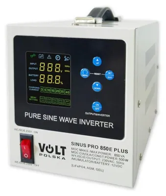 Produktbild von Spannungswandler VOLT POLSKA SINUSPRO 850E PLUS 2/230V (500/850W) für AGM-, GEL- und LiFePO4-Batterien