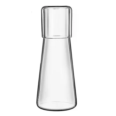 Produktbild von 850 ml Klarglas Wasserkaraffe mit Becher-Set, Nachttisch Karaffe mit Deckel, Mundspülspender für Schlafzimmer & Badezimmer