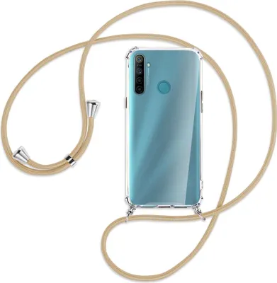 Produktbild von Handykette Backcover-Schutzhülle mit Band (Metall silberfarben) für Realme 5 / 5i - caramel