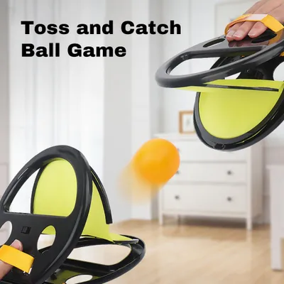 Produktbild von Wurf- und Fangballspiele, Handfangschläger mit 2 Bällen, draußen, Hof, Garten, Spielzeug für Kinder, interaktives Spiel