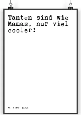 Produktbild von Mr. & Mrs. Panda Bild Tanten sind wie Mamas,... DIN A3 - Weiß - Geschenk, wanddeko, Tante, Mutter, Mama, drucke, Mütter, Sprüche, Plakat, Mutti, Wandbild, Posterdruck