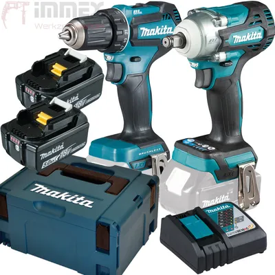 Produktbild von Makita Akku-Combo Set 18V DLX2452TJ Bohrschrauber DDF485 Schlagschrauber DTW300