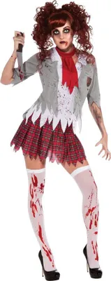 Produktbild von Blutiges Zombie Schulmädchen Kostüm für Damen, Größe:L