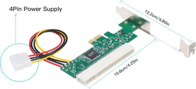 Image de Carte adaptateur PCI Express vers PCI Convertisseur PCI-E vers PCI avec alimentation 4 broches