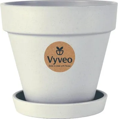 Immagine prodotto di Vyveo - Vaso da fiori Oslo con sottovaso - Grigio chiaro - 27x24