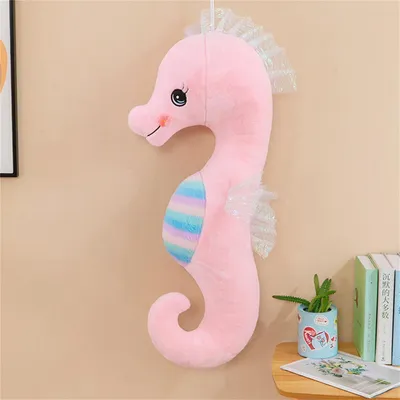 Image de Peluche hippocampe, 50 cm, rose, en peluche, rembourrée en coton PP
