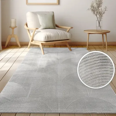 Produktbild von Teppich Kurzflor Abstrakt Wohnzimmer schmutzabweisend Anthrazit Rechteckig 160x220 | 65% Polypropylen, 35% Polyester | Florhöhe: 9 mm | pflegeleicht