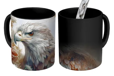 Obrázok produktu pre MuchoWow® Magický hrnček Magický orol - Orol - Vták - Kvety - Príroda 350 ml Hrnček na zmenu farby Nápad na darček - Magický hrnček - Foto hrnček - Keramické hrnčeky - Obrázky - Šálka kávy - Hrnček na pitie - Hrnčeky na kávu