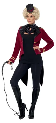 Produktbild von Smiffys Damen-Kostüm, Zirkusdirektorin, rot, mit Jacke, Kragen und Mini-Zylinder