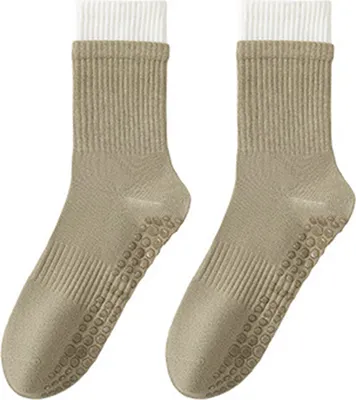 Produktbild von 1 Paar Yoga-Socken mit rutschfester Sohle, atmungsaktiv, feuchtigkeitsableitend, geeignet für Ballett, Tanz, Fitness, Pilates, Sport und Gymnastik, mittelhoch.