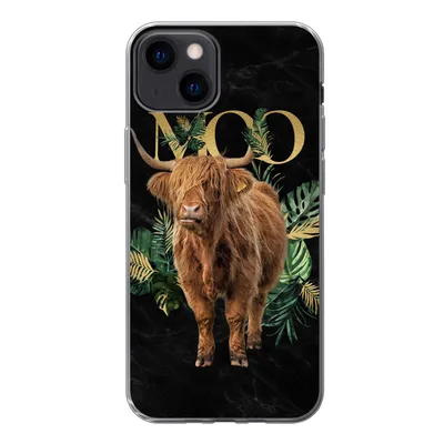 Produktbild von MuchoWow® Handyhülle Schutzhülle Hülle für iPhone 13 Zauberspruch - Schottischer Hochländer - Pflanzen Silikon Softcase Handy Hülle - Karteninhaber