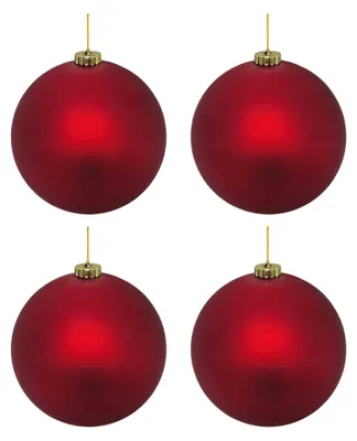 Produktbild von 4x Weihnachtskugeln Christbaumkugeln aus Kunststoff rot matt Ø10cm
