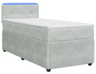 Obrázok produktu pre vidaXL Posteľ s pružinovou základňou, matracom a LED osvetlením, svetlosivá, 90 x 190 cm, s čalúnením z velúru