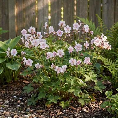 Zdjęcie produktu dla Bloomique - Zestaw 6 sztuk - Geranium Cantabrigiense ‘Biokovo’ - Żurawina - Obficie kwitnąca - Odporna na zimę - Bylina - Pachnąca - Wysokość 10-20 cm - Doniczka 9 cm