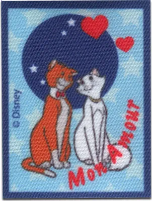 Obrázek produktu pro Disney © Aristocats Mon Amour cat animal - nažehlovací nášivka, nažehlovací obtisk, nášivka, nášivka, k nažehlení, velikost: 6,7 x 5 cm