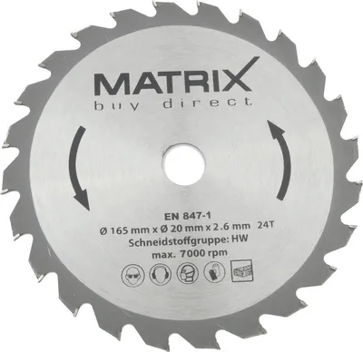 Produktbild von MATRIX Sägeblatt Ersatzsägeblatt 165 mm 24 Zähne für Tauchsäge TRS 1200-56
