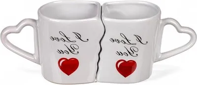 Immagine prodotto di Set di 2 tazze da caffè per coppie, 300 ml, Vetroceramica bianca