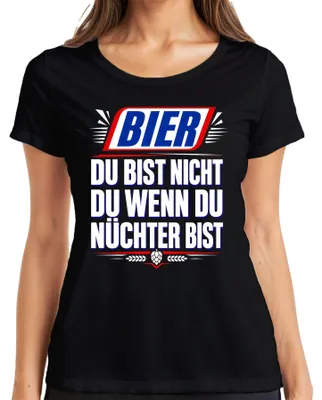 Produktbild von Bier Du bist nicht du wenn du nüchter bist Saufen Party Lustig JGA Damen T-Shirt, Schwarz, L