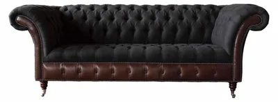 Produktbild von Chesterfield 3 Sitzer Sofa Couch Leder Polster Sitz Stoff Schwarz Neu