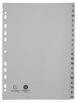 Produktbild von Exacompta 1720B Register A4 Recycling-PP grau 120µ 20 Taben A-Z inkl. Sch St