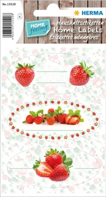 Produktbild von HERMA Haushalts-Etiketten HOME "Erdbeere" 76 x 35 mm 4 Blatt à 3 Stück