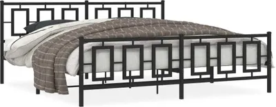 Produktbild von Design Bettgestell mit Kopf- und Fußteil Metall Schwarz 193x203 cm, Klassische Betten 2024 Neu