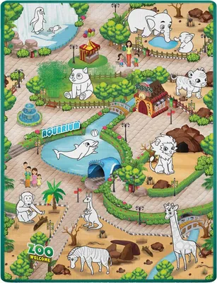 Obrázok produktu pre Ricokids RK-344 Pěnová podložka na vybarvování 120 × 92 × 0,3 cm + fixy, Zoo